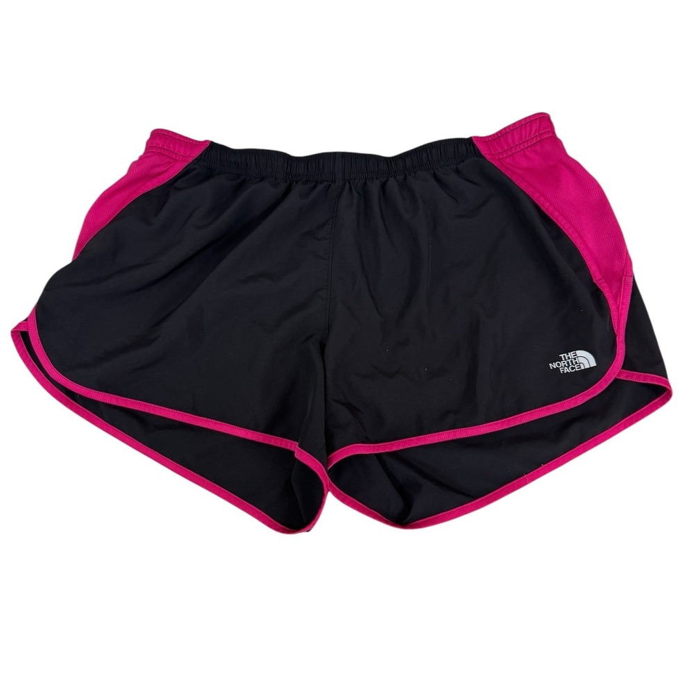 The North Face Womens XL Running Shorts Black Pink Activewear Athletic Gym Trail